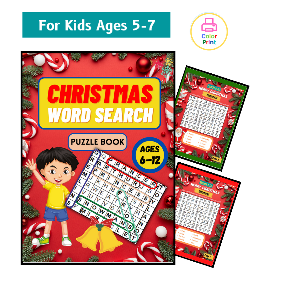 Christmas Word Search, Woord Search for kids