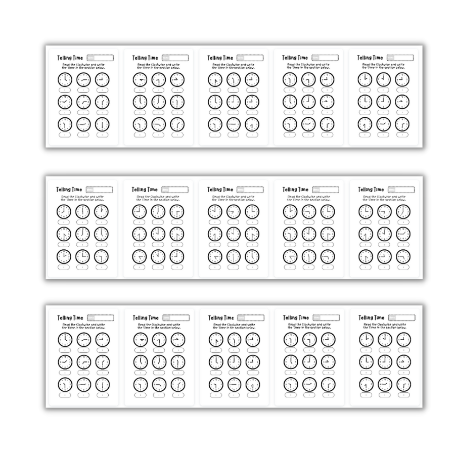 What Time Is It? Time Practice Worksheets, 15 Pages, For Ages 3-5